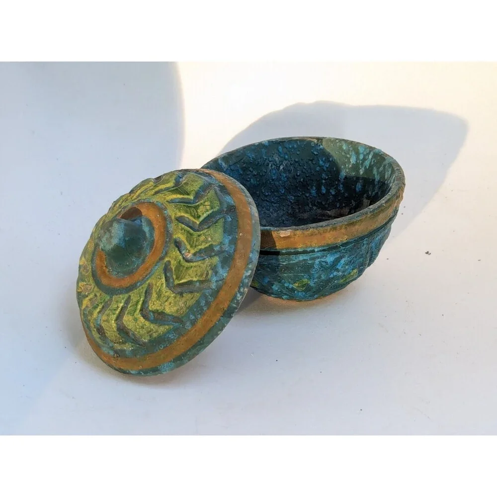 Vtg Italy Bitossi Aldo for Raymor Pottery  Bowl w/Lid MCM Lava Glaze